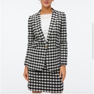 J.Crew Factory Sz 14 Flannel Wool blend one-button blazer buffalo check BB394